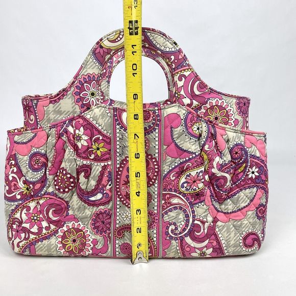 Vera Bradley Abby Multicolor Pink Paisley Meets Plaid Tote Bag Purse Satchel - Picture 9 of 13